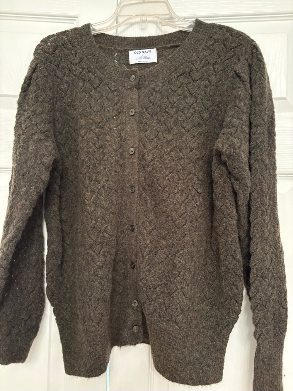 Old Navy Olive Green Cable-Knit Woman’s Cardigan Sweater